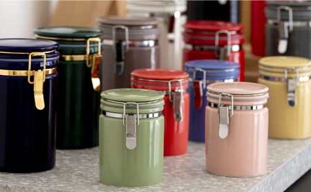 【美濃焼】コーヒーキャニスター200 2個セット ゴールドリング マリンブルー【ZERO JAPAN】保存容器 コーヒー豆 紅茶 緑茶 日本茶 陶器 密閉 密封 遮光 コーヒー 豆 粉 おしゃれ パッ