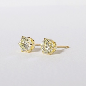 K18 イエローダイヤモンド 1.00ct 6本爪スタッドピアス　BQ-160