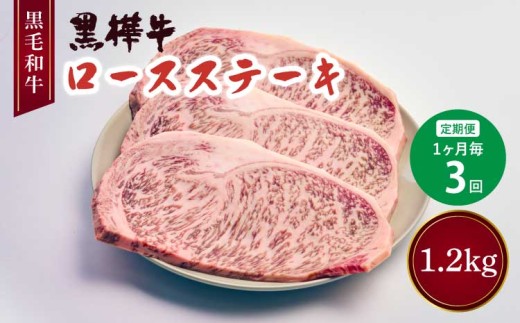 
            ステーキ 【3ヶ月定期便】 A4-A5等級  ロースステーキ定期便 計1.2kg 【400g(200g?2)?3回】九州産黒毛和牛 杉本本店 黒樺牛 
          