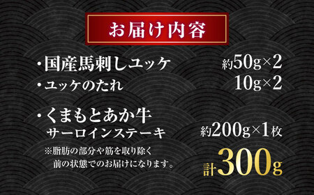 くまもとあか牛サーロインステーキと厳選馬刺しユッケ贅沢セット 計約300g【有限会社 スイートサプライなかぞの】[ZBV093]