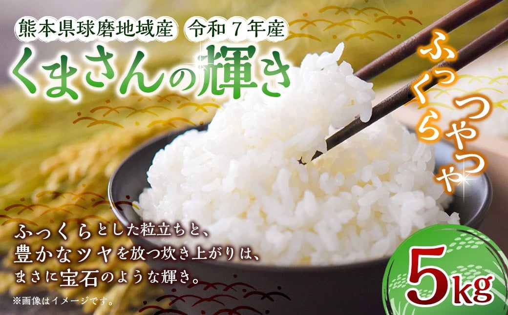 
            【令和7年産】熊本県球磨地域産 くまさんの輝き 5kg ／ 米 お米 精米 白米 ご飯 ごはん 国産 常温 熊本県 湯前町
          