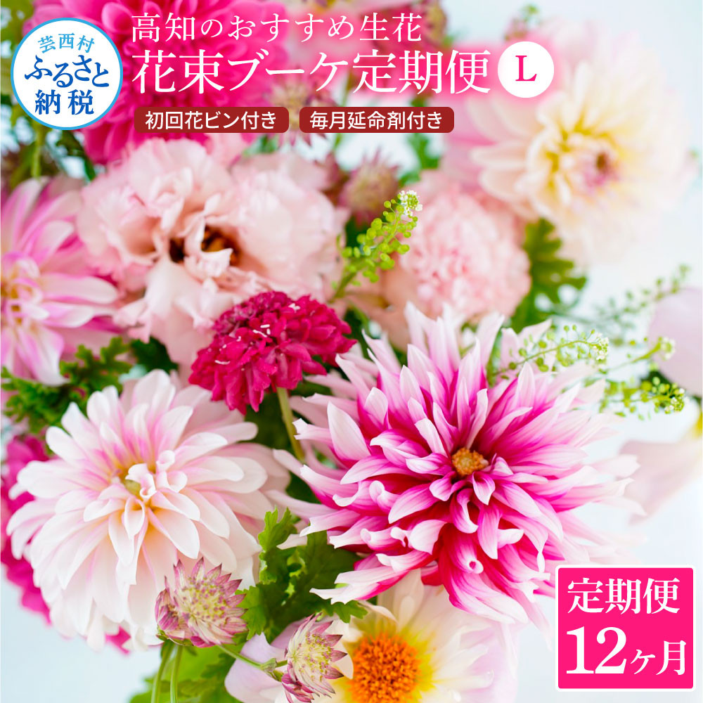 
《12ヵ月定期便》生花花束 ブーケ 初回花瓶付L 定期便 定期コース 全12回 初回花瓶付き 延命剤付き 花びん 生花 花束 ブーケ 花 お花 可愛い キレイ おしゃれ 季節のお花 供花 お供え
