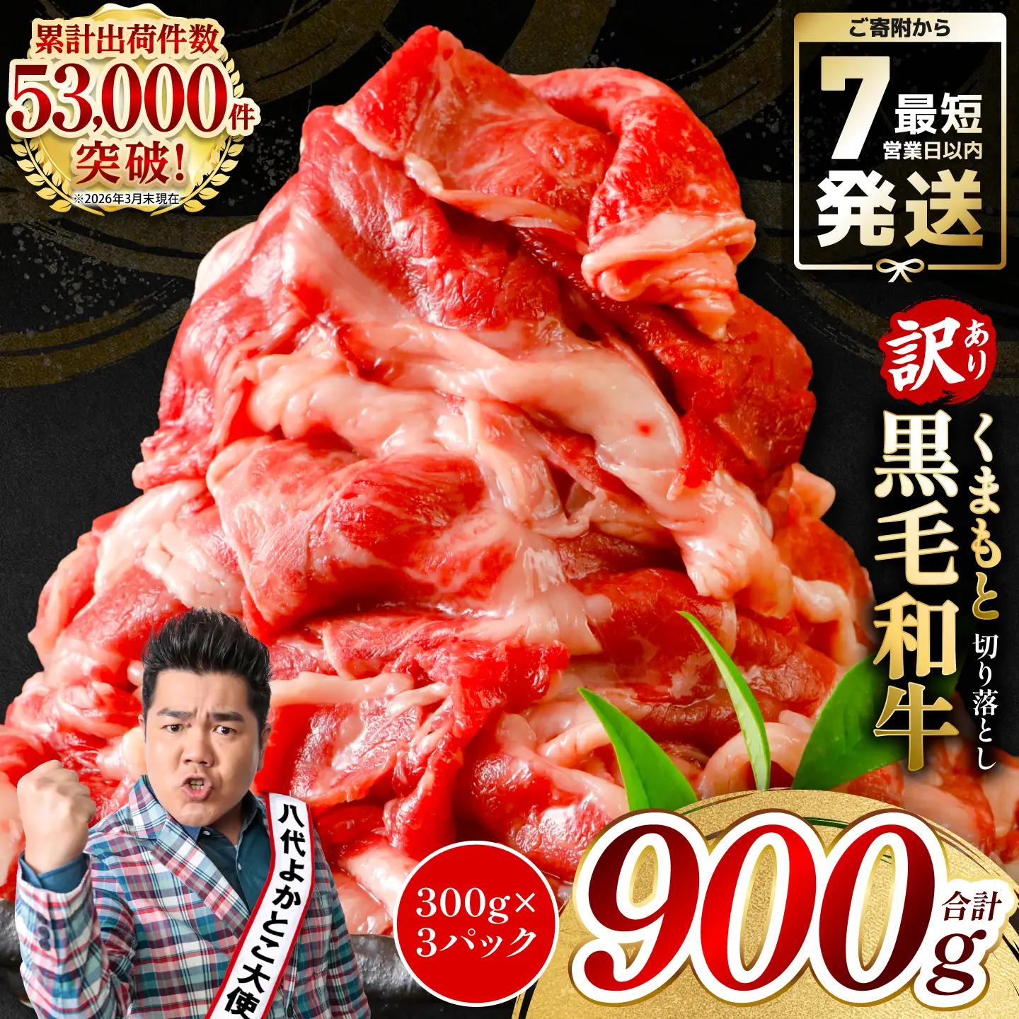 【訳あり】 牛肉 くまもと黒毛和牛 切り落とし 900g（ 300g × 3 ） 牛肉