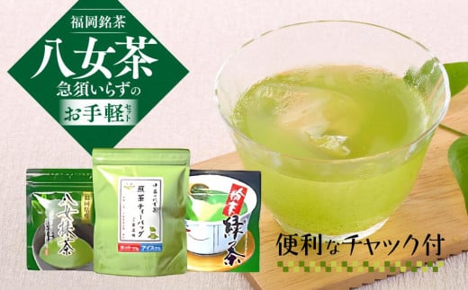 福岡銘茶八女茶 急須要らずのお手軽セット(便利なチャック付) 【銘茶 福岡銘茶 お取り寄せ 茶 お茶 おちゃ 八女茶 人気 おすすめ ソフトドリンク 飲料 常温 送料無料 CA011】