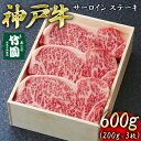 【ふるさと納税】 神戸牛 サーロイン ステーキ 600g（200g×3枚）【あしや竹園】[ 牛肉 ギフト 贈答用 ]　【 お肉 飼養 黒毛和牛 赤身 霜降り美味しい バーベキュー】