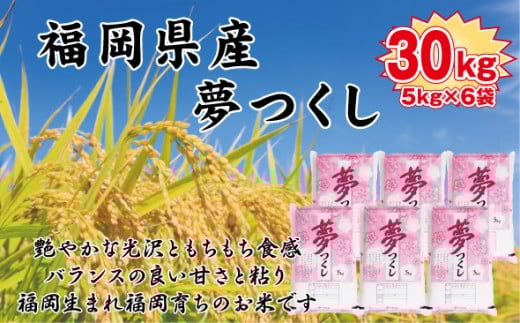 【令和7年産新米予約】【食味鑑定士厳選】福岡県産 夢つくし30kg (5kg×6袋)