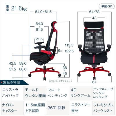 ふるさと納税 近江八幡市 イトーキ ゲーミングチェア『アクトゲーミングチェア』ナイロンキャスター張地:レッド |  | 01