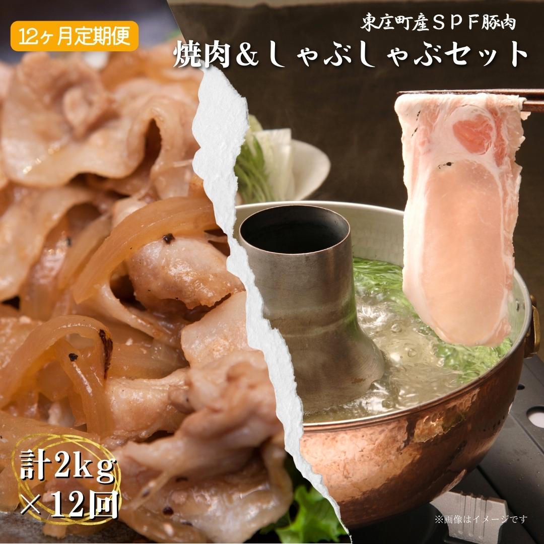 【ふるさと納税】 【12ヶ月定期便】東庄町産SPF豚肉 焼肉＆しゃぶしゃぶセット 計24kg 2kg×12回 豚肉 豚 ロース バラ 焼肉 焼き肉 しゃぶしゃぶ 真空パック 冷蔵 柔らかい 詰め合わせ 千葉県 東庄町