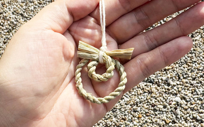 まこものしめかざり　二重ストラップ　島根県松江市/豊付堂　真菰　マコモ　しめ縄　お祓い　お守り [ALEM008]