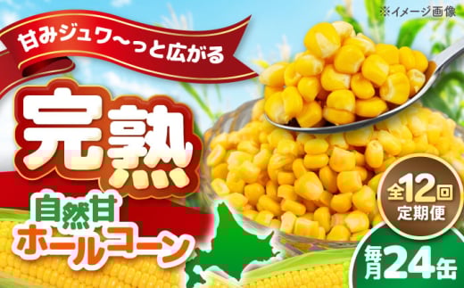【全12回定期便】【北海道産】 自然甘ホールコーン 24缶（C7号缶）《喜茂別町》【きもべつ観光協会】 コーン コーン缶 とうもろこし トウモロコシ 北海道 常温 常温配送 [AJAG026]