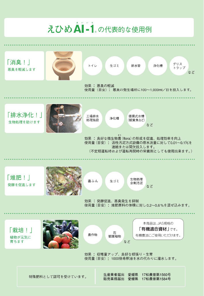 環境浄化微生物資材 えひめＡＩ−１（あいいち） 10Ｌ