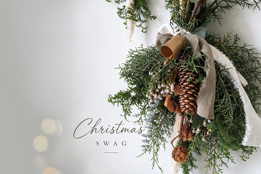 クリスマススワッグ〈先行予約受付中〉インテリア クリスマス プレゼント 生花 ドライフラワー（534）Y049-003