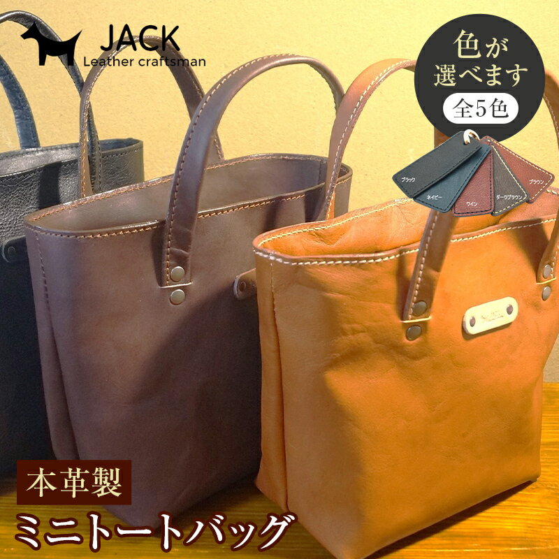 【ふるさと納税】＜色が選べる＞ 本革製ミニトートバッグ 国産牛ヌメ革 ミニトートバッグ 小型 トートバッグ かばん 本革 レザー 革製品 贈り物 ギフト F6L-285var
