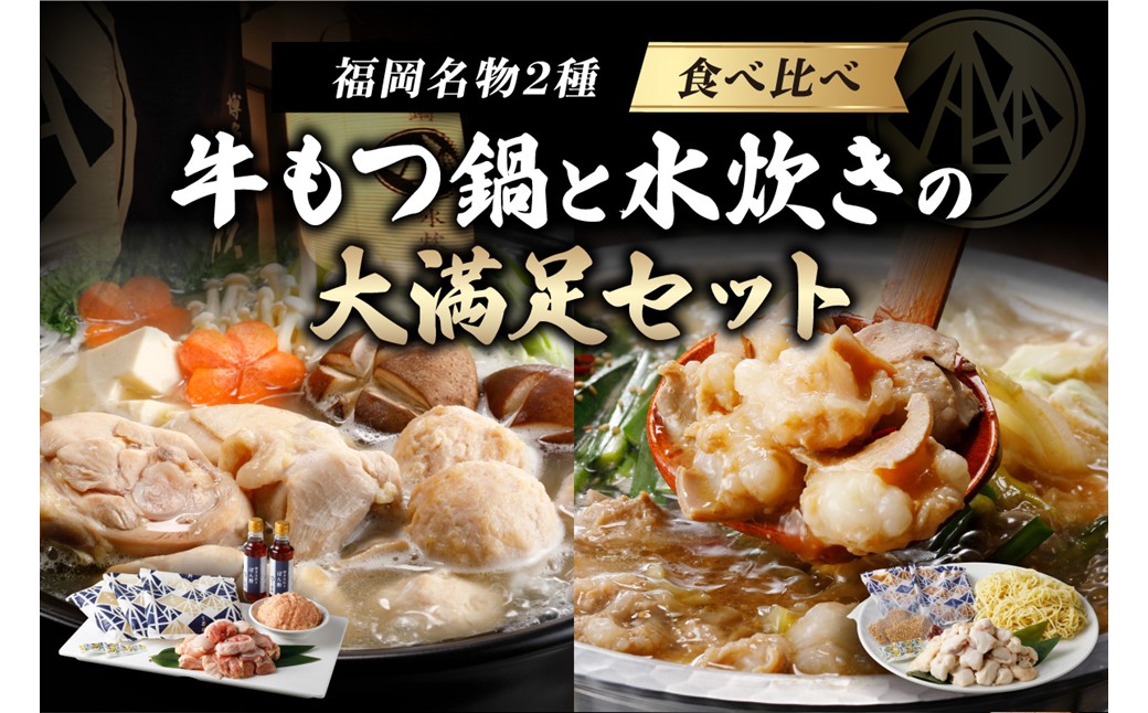 博多若杉もつ鍋＋水炊きセット(各4-5人前) 牛 鶏 冷凍【024-0018】