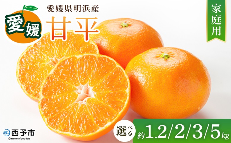 
                  【先行予約】＜甘平 家庭用 約1.2kg／2kg／3kg／5kg＞ 選べる 容量 内容量 ご家庭用 かんぺい 高級 柑橘 ブランド みかん 蜜柑 訳あり 果物 くだもの フルーツ ミカン 愛媛 国産 ジューシー 明浜 特産品 笑丸 愛媛県 西予市【常温】『2027年2月上旬より順次出荷予定』
                