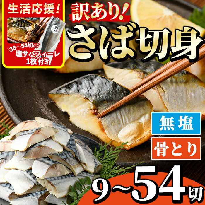 【ふるさと納税】＜生活応援！塩サバフィーレ付き＞＜訳あり・内容量が選べる！＞骨とり 無塩 サバ切身 (9～54切れ) 小分け 切り身 鯖 さば 骨なし 骨取り済 カット済 簡単 フライ 魚 海鮮 冷凍 お弁当 おかず【AW-49・AW-50・AW-51】【丸正水産】