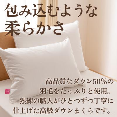 ふるさと納税 山梨市 ダウンまくら 中判(白・ピロケース付)43×63 綿100% 日本製【甲州羽毛ふとん】 |  | 01