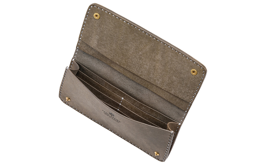 豊岡財布 haaki Leather ロングウォレット HLW305 / グリージオ / 長財布 薄型 財布 サイフ ブランド 小銭入れなし 牛皮革 プエブロレザー 革 メンズ レディース ハンドメイ