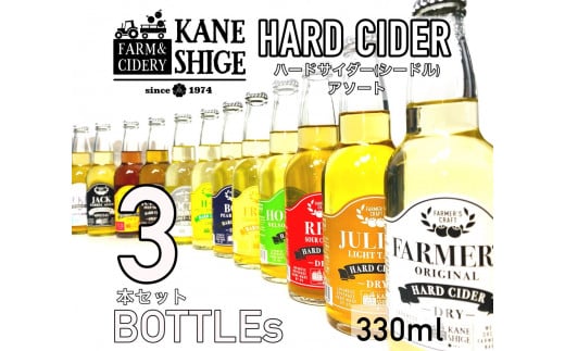 南信州産りんごを使ったハードサイダー(シードル）アソート330ml×3本セット