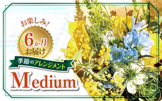 6か月 お届け お楽しみ！ 季節 の アレンジメント 「Medium」 | アレンジ タイプ 高さ約26cm 横幅約23cm お花 flower フラワー ふらわー 花 はな リトルシード インテリア 植物 定期便 お任せ お見舞い ギフト お祝い 誕生日 親孝行 プレゼント贈り物 新鮮 調布  東京都