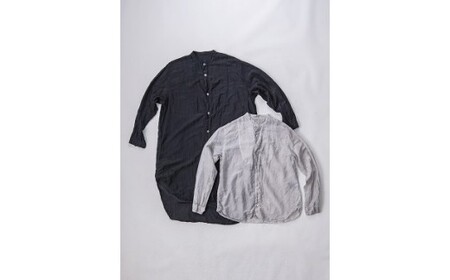 手染めシルクコットン切替シャツ サイズ3 LIGHT GRAY（薄墨染）　AO038