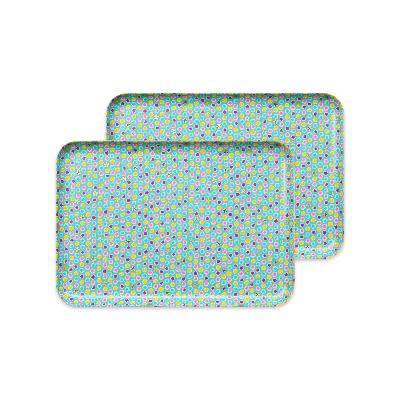 ふるさと納税 海南市 和歌山県海南市 友禅和紙トレー M 33cm 桜 金平糖 水色 2枚組 食洗機対応のお洒落なトレー