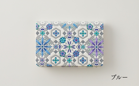 【浅草文庫】カードケース 花菱柄(カラー：ブルー)
