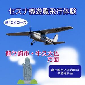 【3名】セスナ機遊覧飛行体験〈約15分コース〉(フライトC)　龍ケ崎市と河内町の共通返礼品【配送不可地域：離島・沖縄県】【1538703】