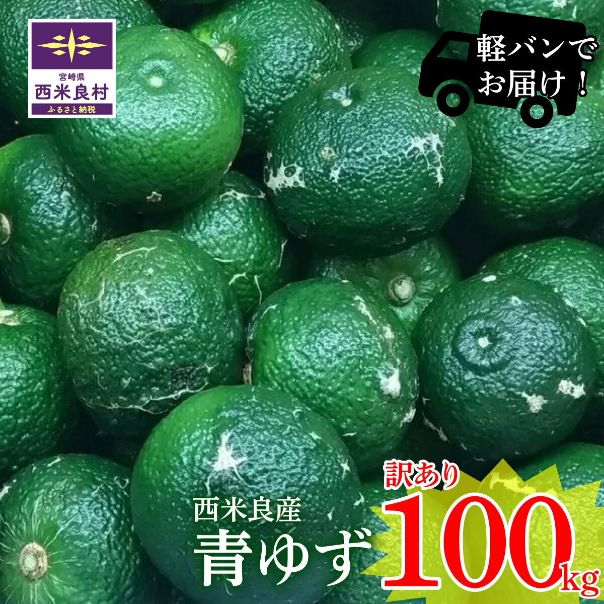 【ふるさと納税】ワケあり青柚子 100kg! (九州管内軽バンでお届け［沖縄県以外］) ※8月中旬より発送開始 　かんきつ 柑橘 果実 柚子 ユズ ゆず 青柚子 有機栽培 九州産 宮崎県 西米良村