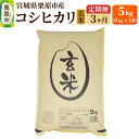 【ふるさと納税】《定期便3ヶ月》【令和6年産・玄米】宮城県栗原産 コシヒカリ 毎月5kg (5kg×1袋)×3ヶ月