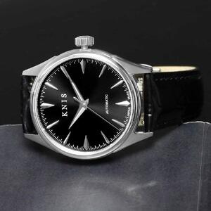 【KNIS KYOTO】  KNIS ニス サンレイダイアル 日本製 自動巻き 腕時計 革ベルト レザー ブラック
