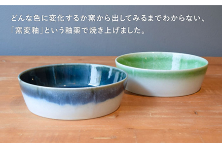 【美濃焼】URBAN ボウルLペアセット グリーン＆ネイビー【作山窯・SAKUZAN】【TOKI MINOYAKI返礼品】食器 皿 お皿 プレート 切立 ボウル 鉢 パスタ皿 カレー皿 サラダボウル 