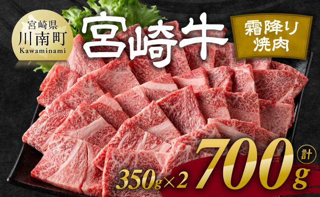 宮崎牛霜降り焼肉 700g (350g×2)【肉 牛肉 国産 宮崎県産 宮崎牛 黒毛和牛 和牛 焼肉 BBQ 4等級  A4ランク 肩ロース E11122】