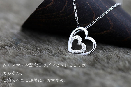 ネックレス ハート プラチナ PT900 ダイヤモンド 0.04ct ダブルハート 【f095-pt】