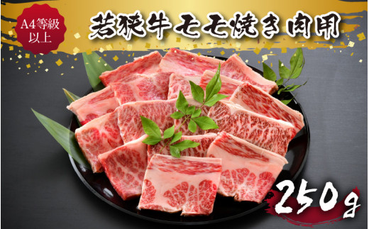 
A4等級以上若狭牛モモ焼肉用 250g 【若狭牛 焼肉 焼き肉 A4 等級 国産和牛 黒毛和牛 黒毛和種 ブランド牛 和牛 肉 牛 牛肉 もも肉 モモ肉 坂井市 福井県産 国産 冷凍】 [A-10702]
