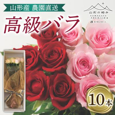 ふるさと納税 山形市 山形産農園直送高級バラ 10本 FZ26-744