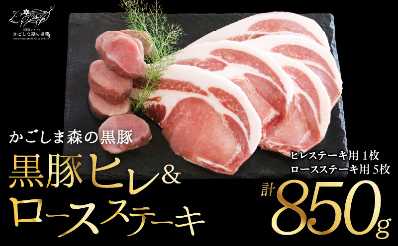 
            2788 希少「かごしま森の黒豚」ヒレ＆ロースステーキ（850g）　KN004-013
          
