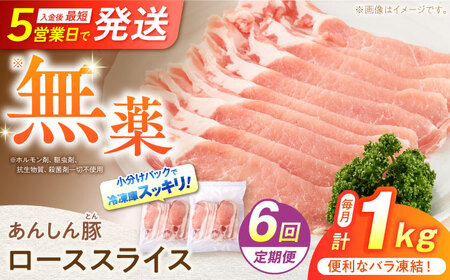 【6回定期便】《バラ凍結》豚肉 ローススライス 1kg （500g×2袋） 白川町 / 藤井ファーム[AWAF051]