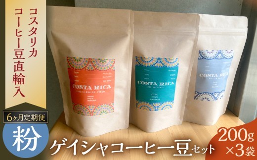 【粉】6カ月定期便ゲイシャコーヒー豆セット 【コスタリカ コーヒー ゲイシャ Qアラビカグレーダー マイクロロット 自家焙煎 珈琲豆】