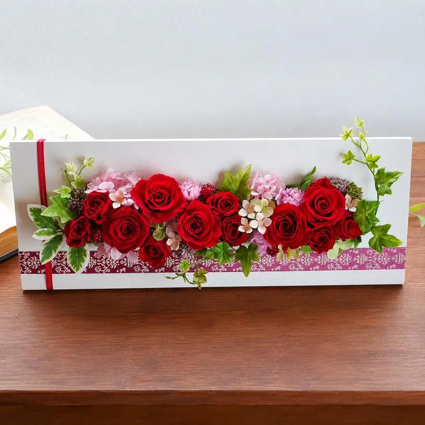 赤いバラのフレームアレンジ プリザーブドフラワー ブルーローズ |  Flower Shop 花野果