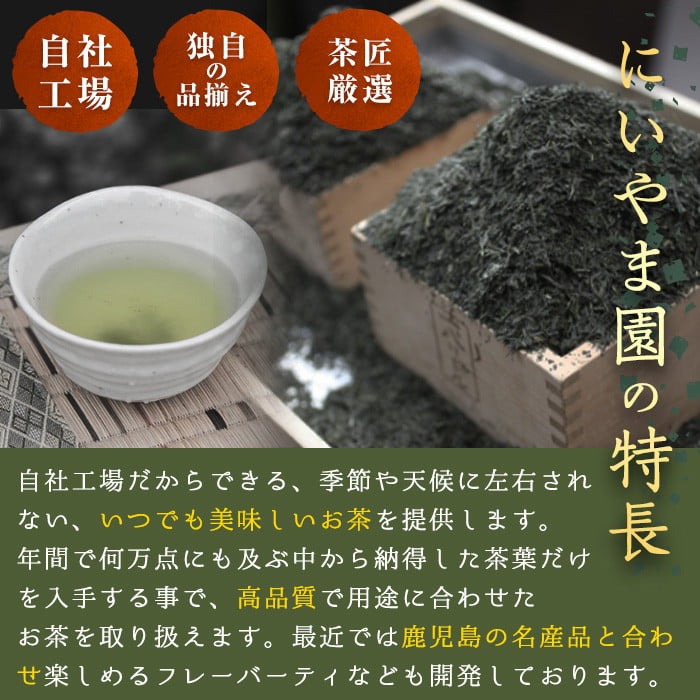 No.1073-A ＜業務用＞かごしま茶(100g×10袋・計1kg)＋和紅茶1P！ 国産 九州産 鹿児島県産 日本茶 お茶 茶葉 小分け 市制20周年【にいやま園】