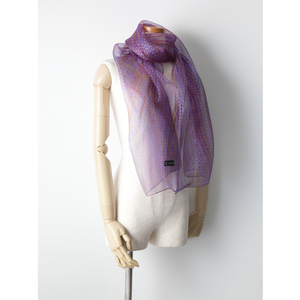 妖精の羽・塩縮オーガンジーストール 加賀友禅 鎖/イエロー  FAF-0018