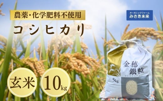 令和7年産 新米 コシヒカリ 玄米 10kg | 無農薬 農薬不使用 化学肥料不使用 お米 米 こめ コメ 福島産 福島県産 南相馬 みさき未来