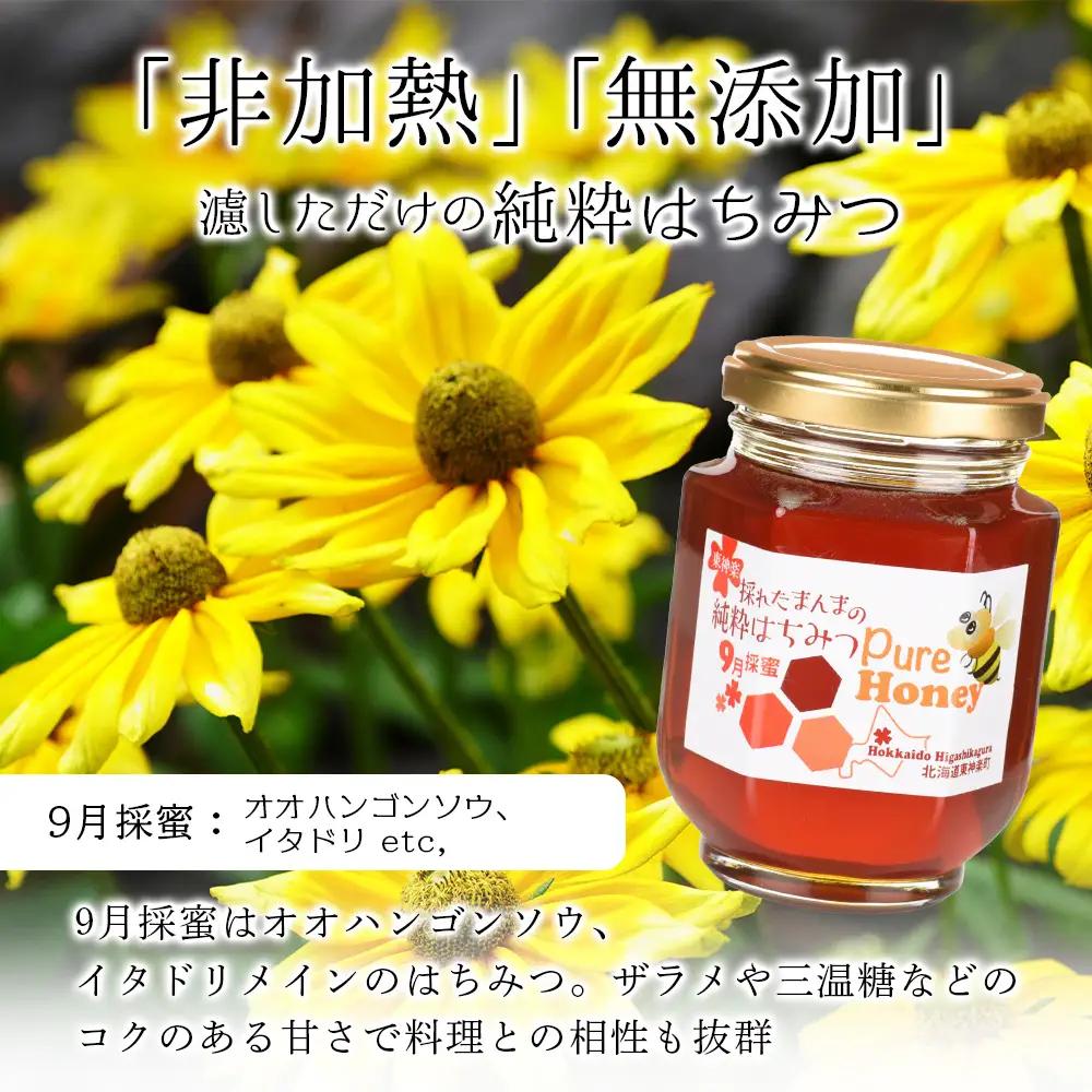 東神楽産採れたまんまの純粋はちみつ 240ｇ2個【9月採密】オオハンゴンソウ・イタドリ  etc.