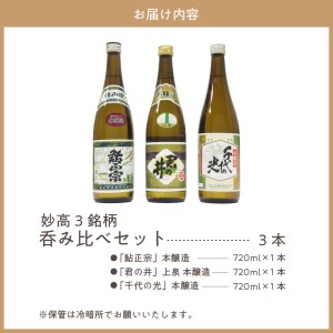 新潟県妙高3銘柄呑み比べセット(1800ml×3本) ご当地 地酒 飲み比べ 詰め合わせ お取り寄せ 大人気 ギフト プレゼント 贈答 贈り物 豊潤 なめらか ふっくら とした 香り 上品 米本来 の
