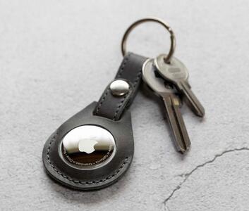 エアタグ用 キーホルダー カバー レザー 本革 キーリング apple airtag 【グレー】