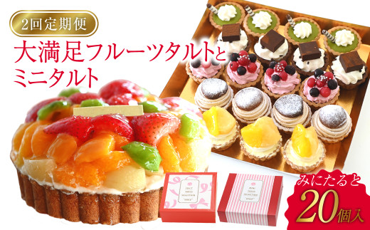 【定期便】倉敷市からこだわりの強いオーナーが作ったタルトを2回、2か月に分けてお届け フルーツたっぷりの大満足フルーツタルトと かわいらしいミニタルト20個入り【ケーキ タルト フルーツ スイーツ フルーツタルト 人気スイーツ 人気タルト 岡山県 倉敷市 おすすめ 人気】