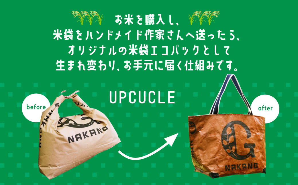 121-574 アップサイクル 米袋 バック付き お米5kg おこめ