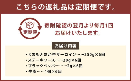 【6ヶ月定期便】くまもとあか牛サーロイン 250g×1枚 牛肉 牛 肉