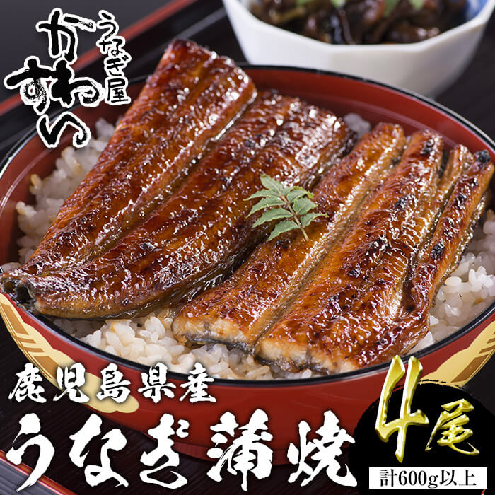 【ふるさと納税】＜うなぎ屋かわすい＞【OPEN記念！きざみ鰻セット！】鹿児島県産 国産うなぎ蒲焼 (計675g以上 / 1本あたり150～169g×4本・計600g以上 ＆ きざみ鰻 75g) タレ入り 鰻 ウナギ うなぎ うな重 ひつまぶし かばやき 国産 鹿児島県産 冷凍 かわすい 【川口水産】